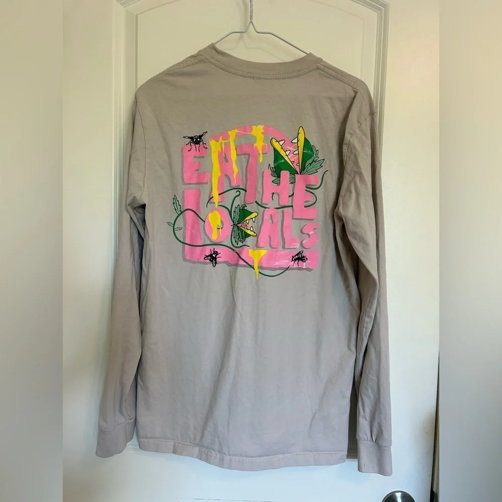 Gray Long Sleeve Shirt with Colorful “eat the locals” local brewery shirt